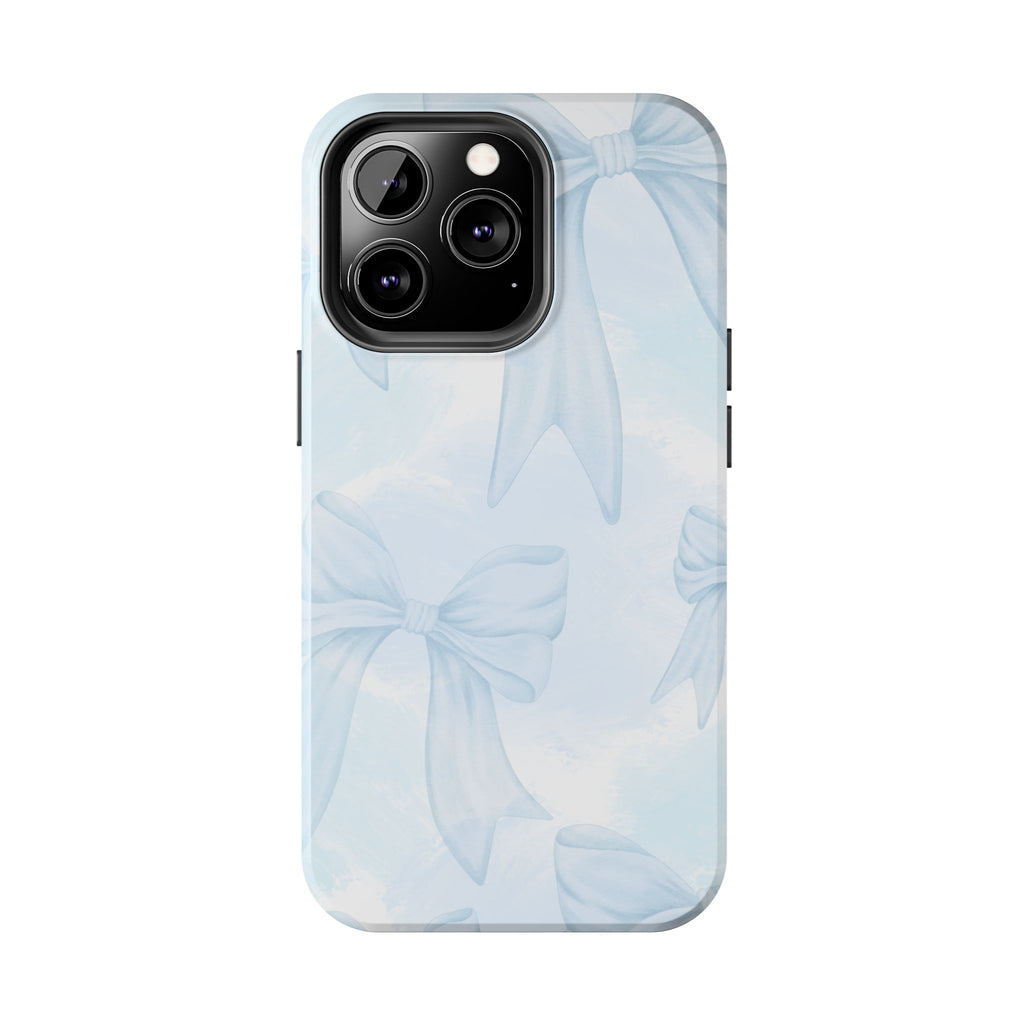 Pale Blue Bow Pattern Tough Phone Case