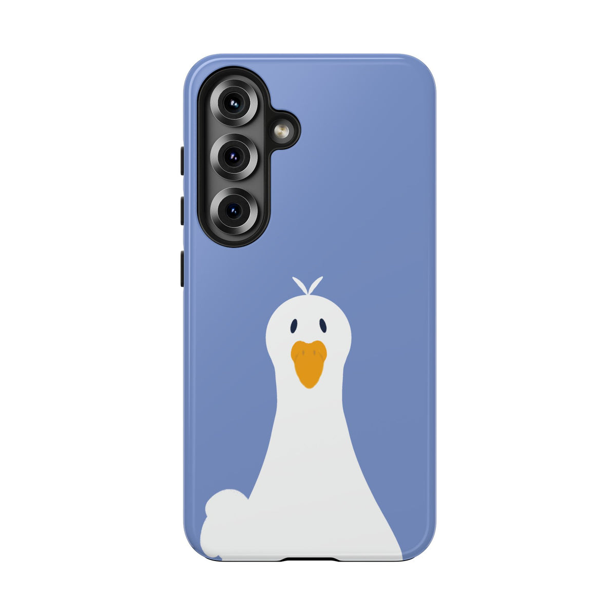 Goofy Goose Tough Phone Case — Cute Minimalist Duck Design on Blue