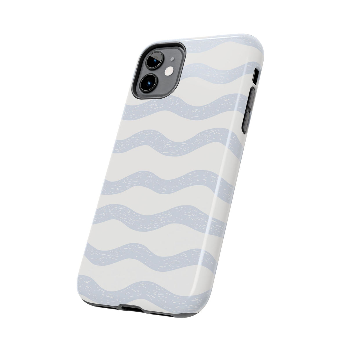 Tough Phone Case – Subtle Blue Wavy Stripes, Durable Protective Cover