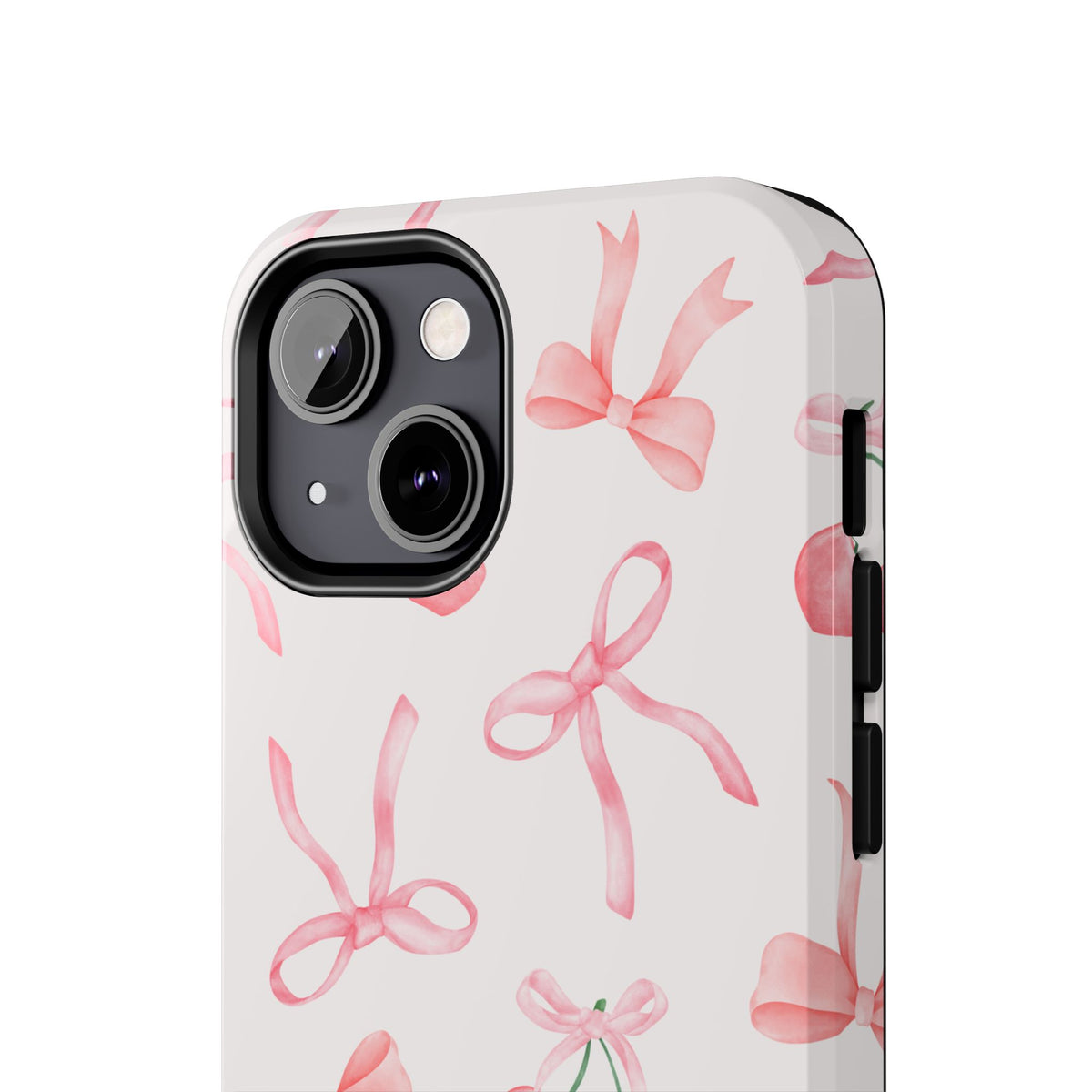 Pink Cherry & Bows Tough Phone Case — Cute Pastel Floral Pattern