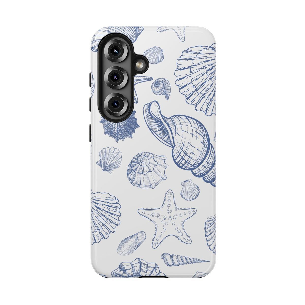 Seaside Sketch Tough Phone Case – Blue Shells & Starfish Protective Cover