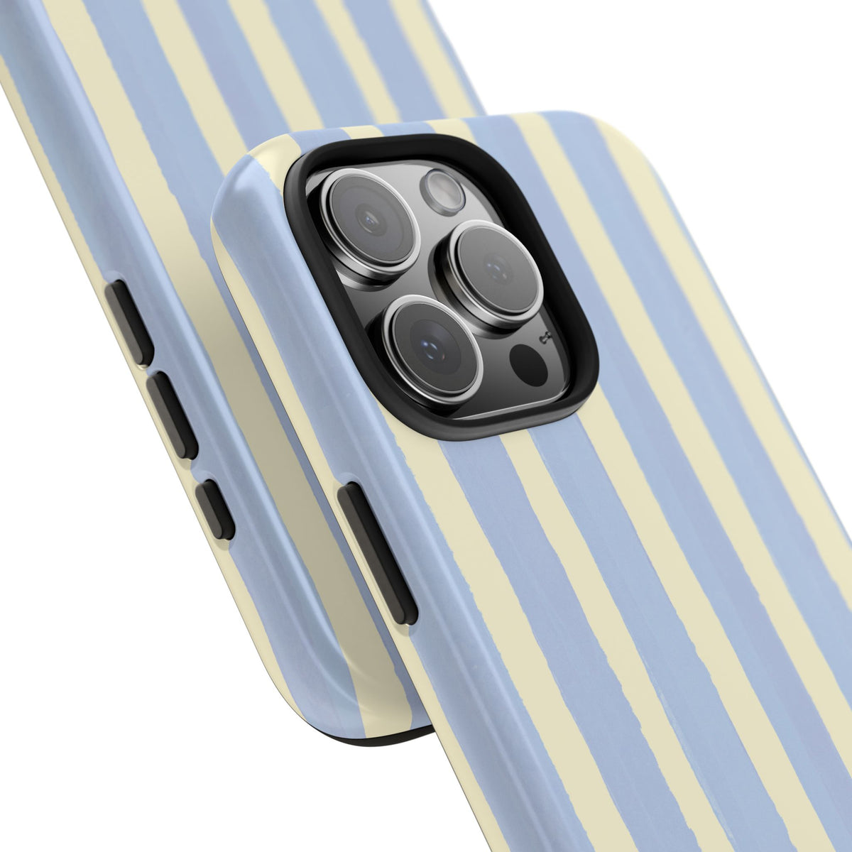 Pastel Stripe Tough Phone Case — Blue & Cream Protective Cover