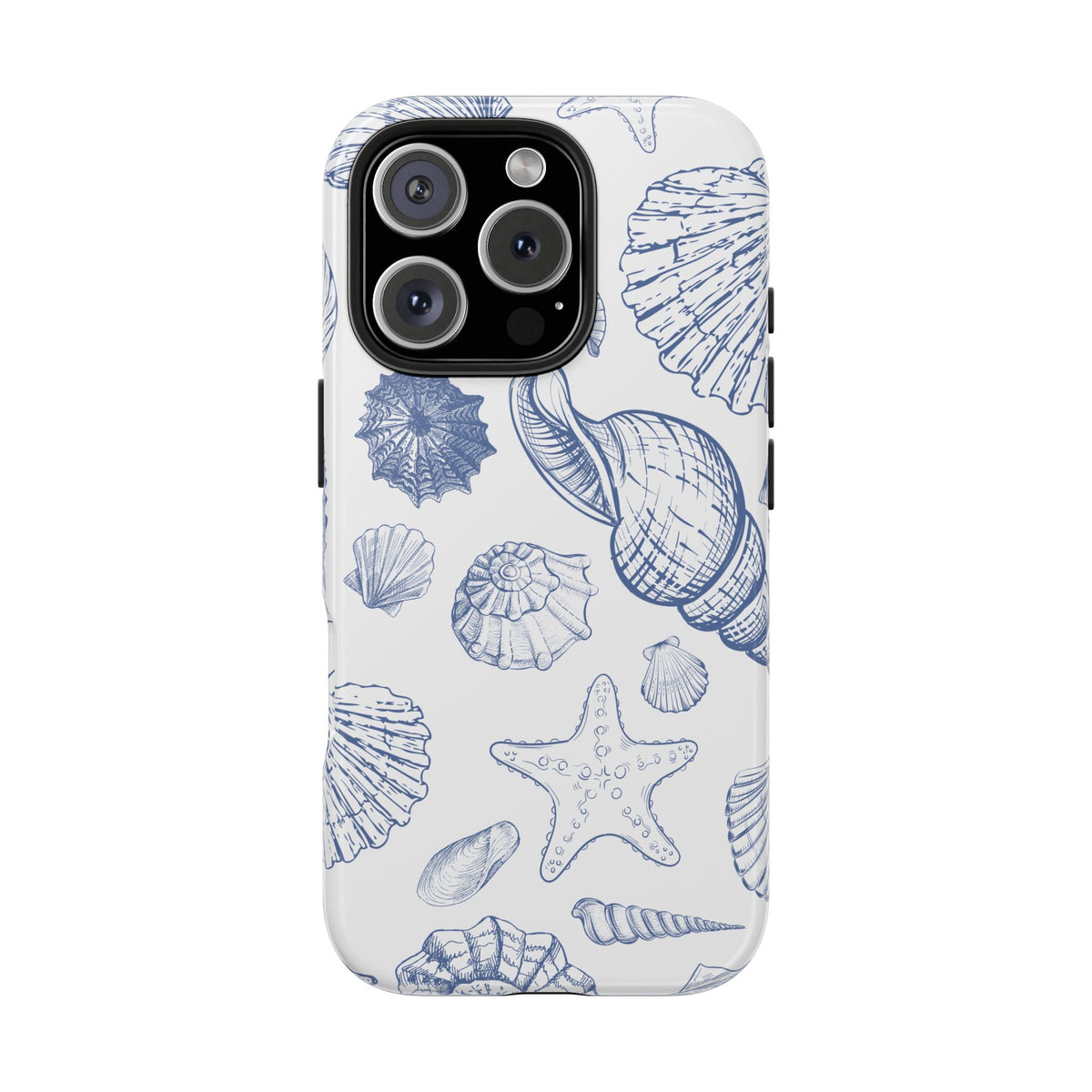 Seaside Sketch Tough Phone Case – Blue Shells & Starfish Protective Cover