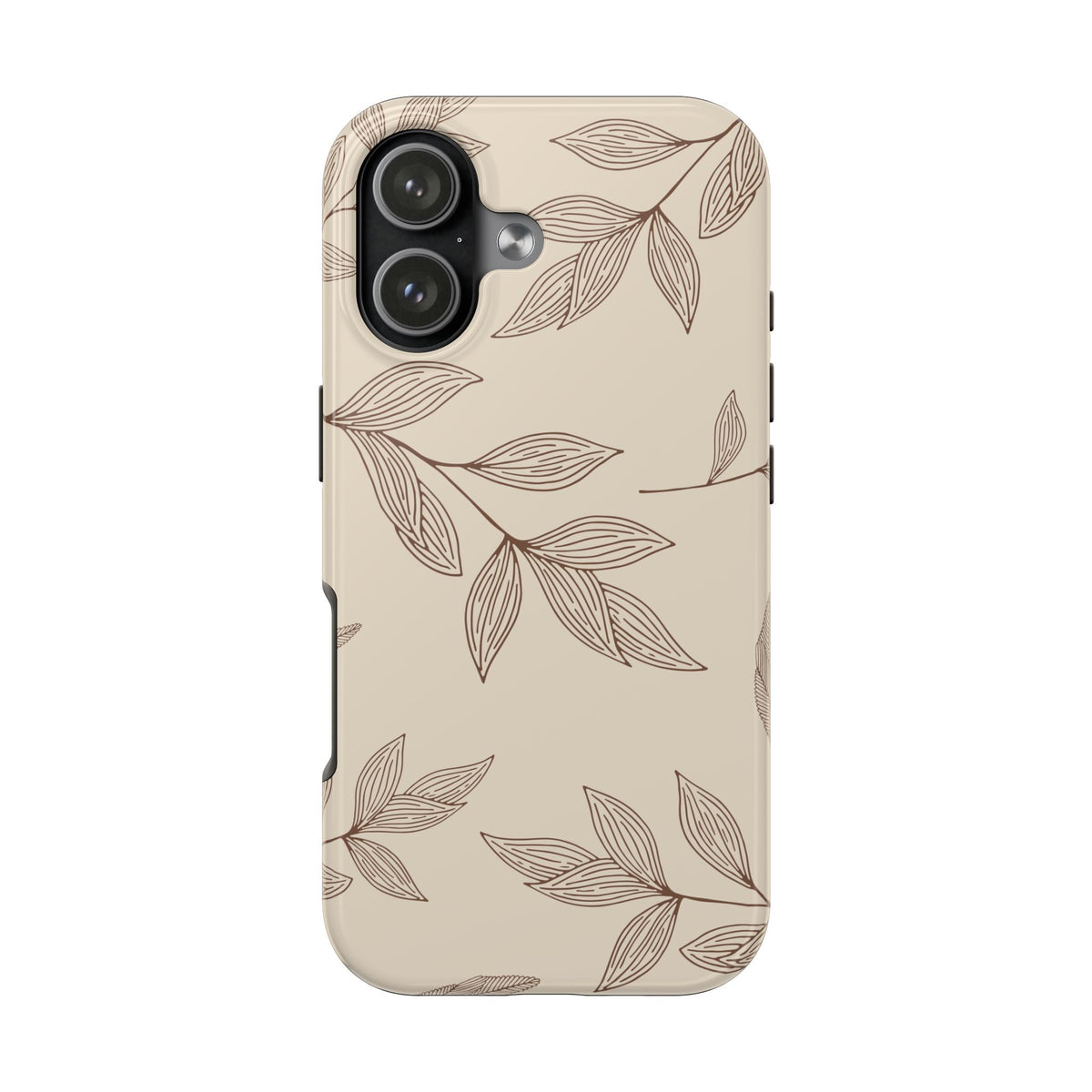 Tough Phone Case — Neutral Botanical Leaf Design (Protective Floral iPhone Case)