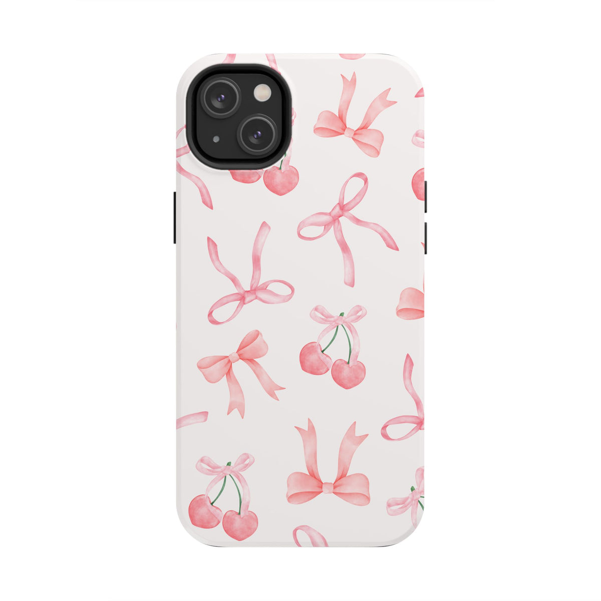 Pink Cherry & Bows Tough Phone Case — Cute Pastel Floral Pattern