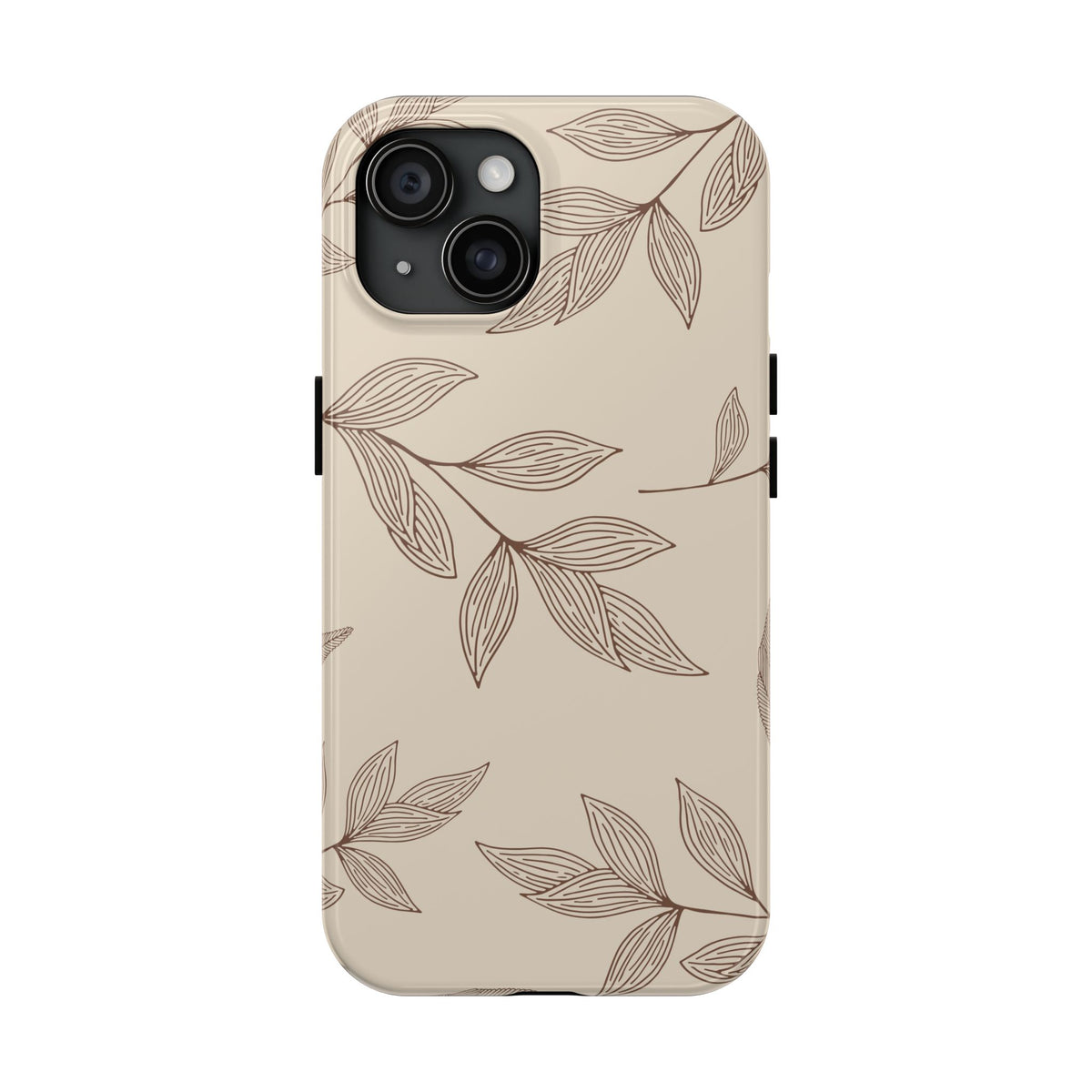 Tough Phone Case — Neutral Botanical Leaf Design (Protective Floral iPhone Case)