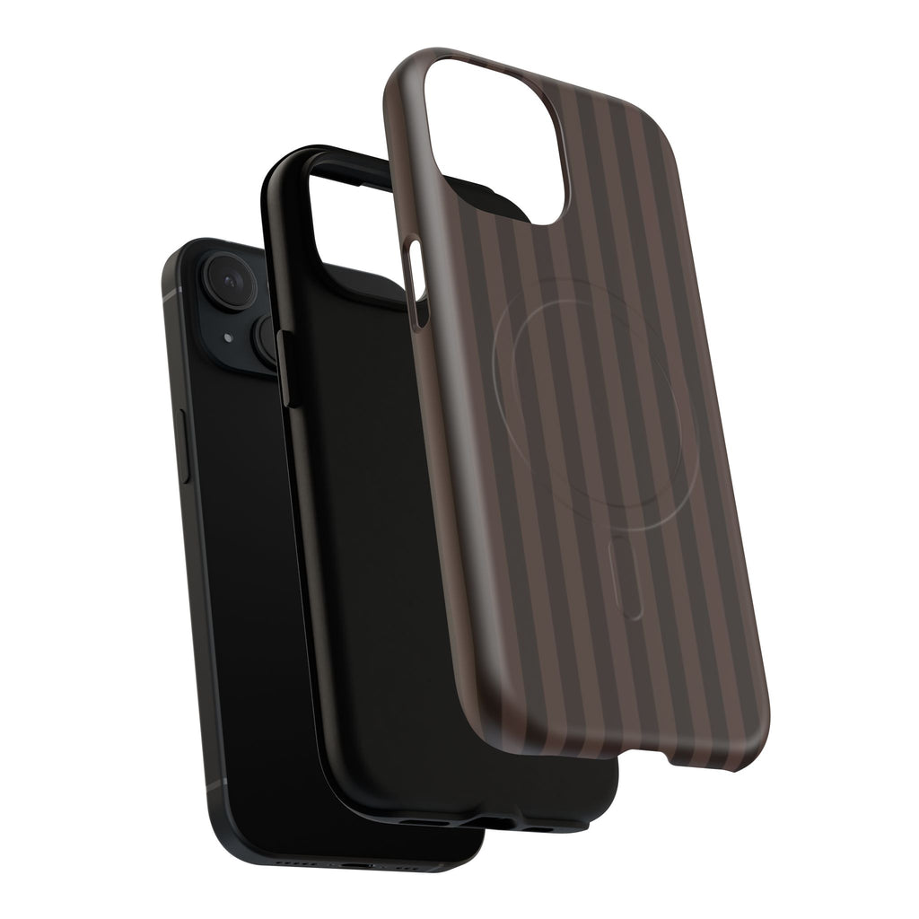 Dark Brown Striped Magnetic Phone Case