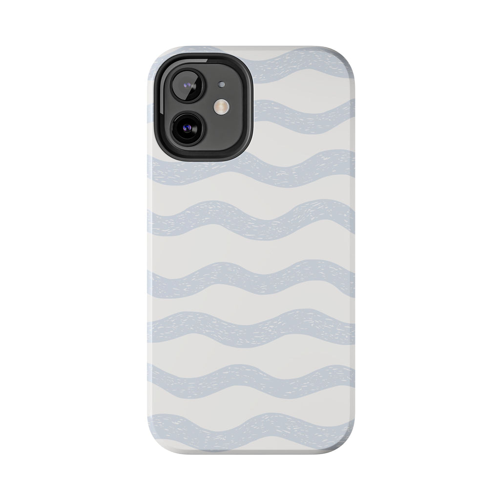 Tough Phone Case – Subtle Blue Wavy Stripes, Durable Protective Cover