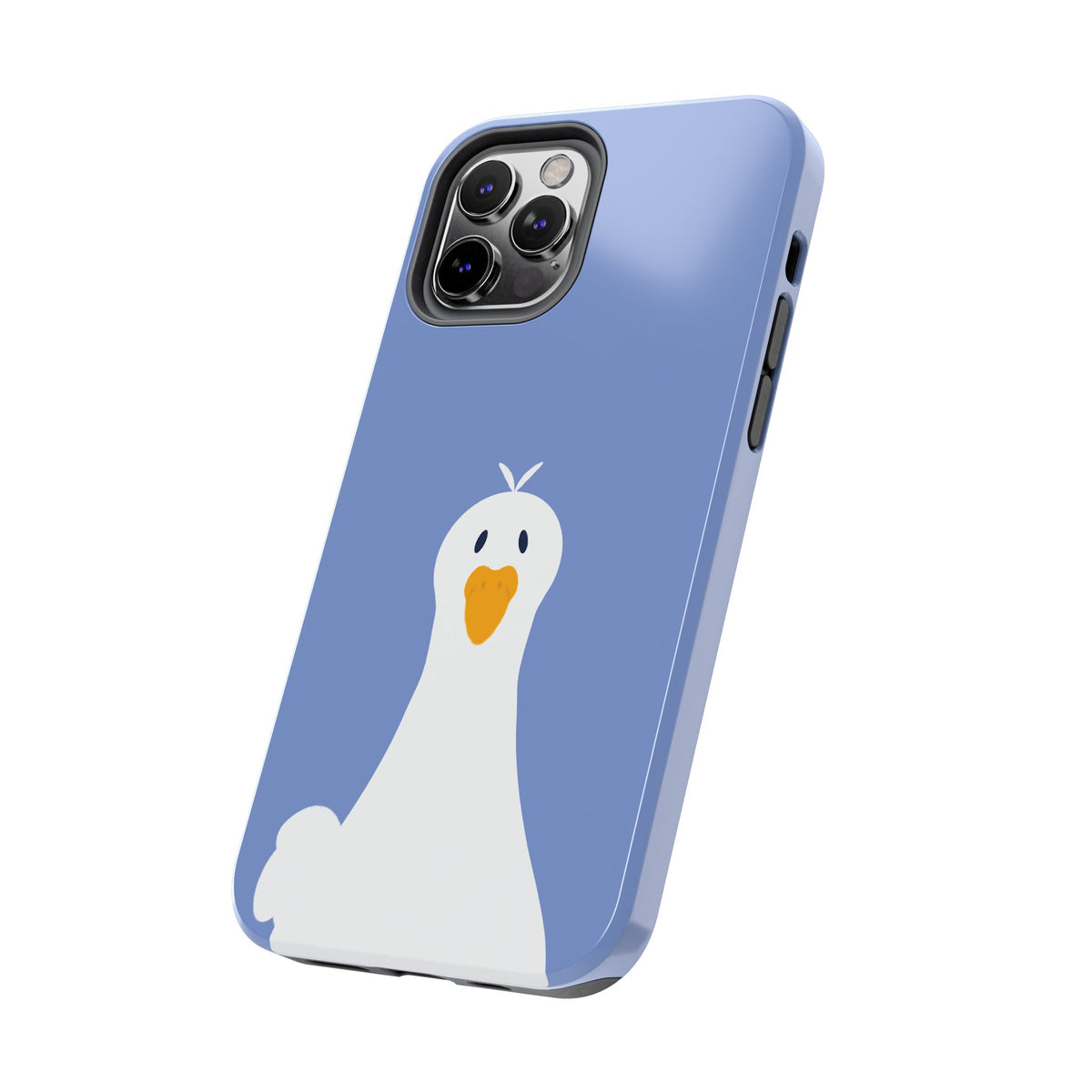 Goofy Goose Tough Phone Case — Cute Minimalist Duck Design on Blue