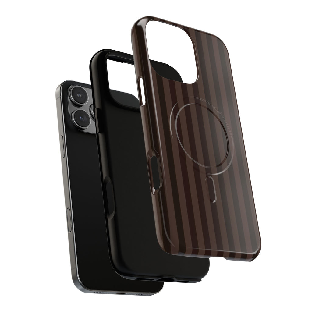 Dark Brown Striped Magnetic Phone Case
