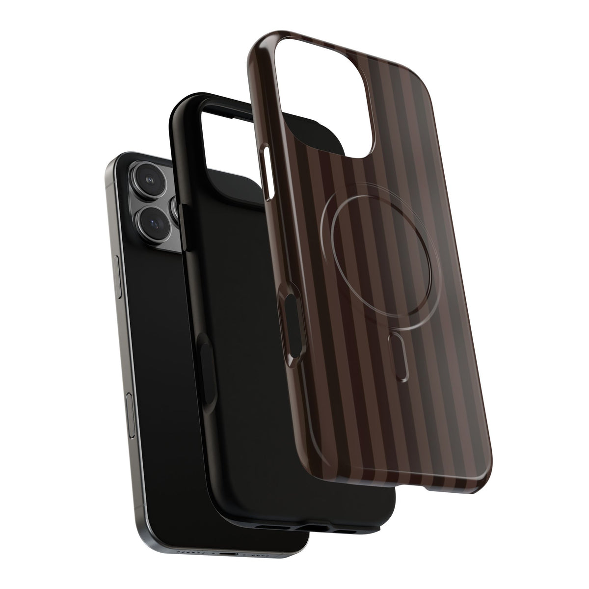 Dark Brown Striped Magnetic Phone Case