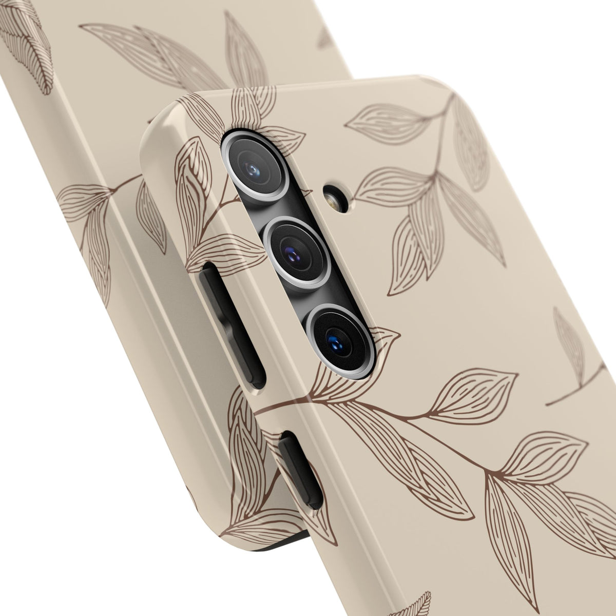 Tough Phone Case — Neutral Botanical Leaf Design (Protective Floral iPhone Case)