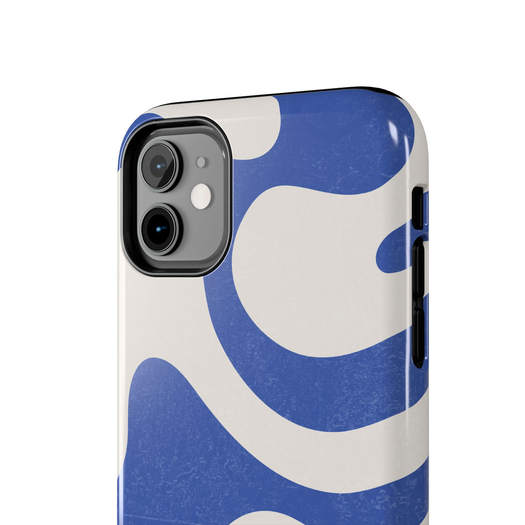 Blue Retro Swirl Tough Phone Case — Durable Abstract Pattern