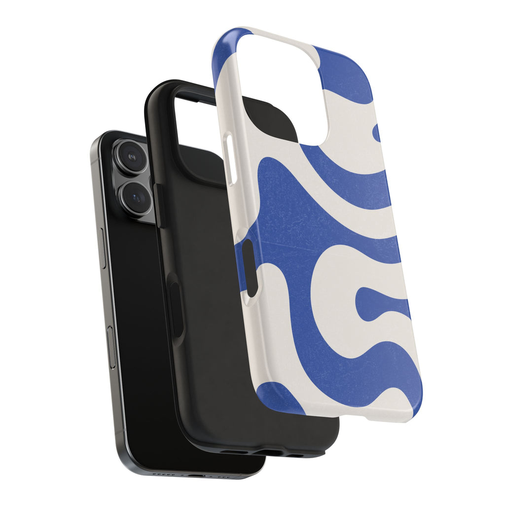 Blue Retro Swirl Tough Phone Case — Durable Abstract Pattern