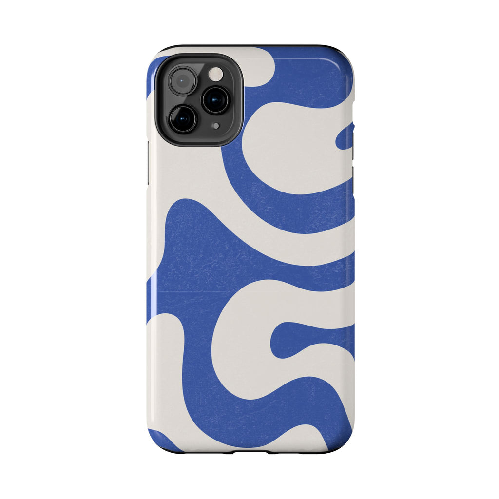 Blue Retro Swirl Tough Phone Case — Durable Abstract Pattern