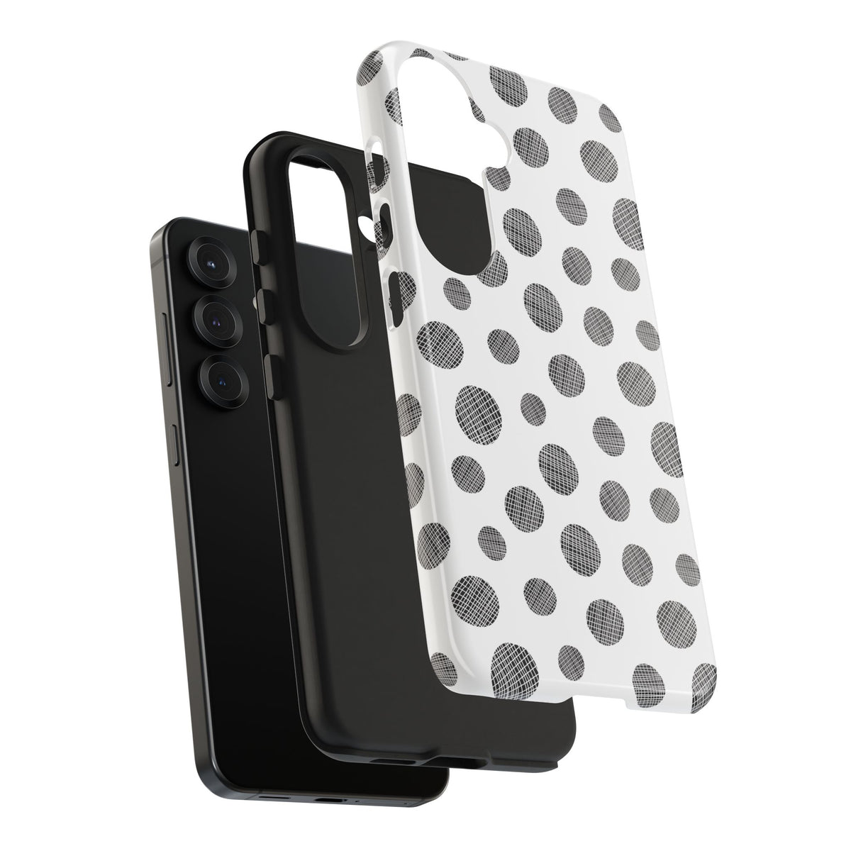 Polka Dot Texture Tough Phone Case — Black & White Spot Pattern, Protective Slim Phone Cover