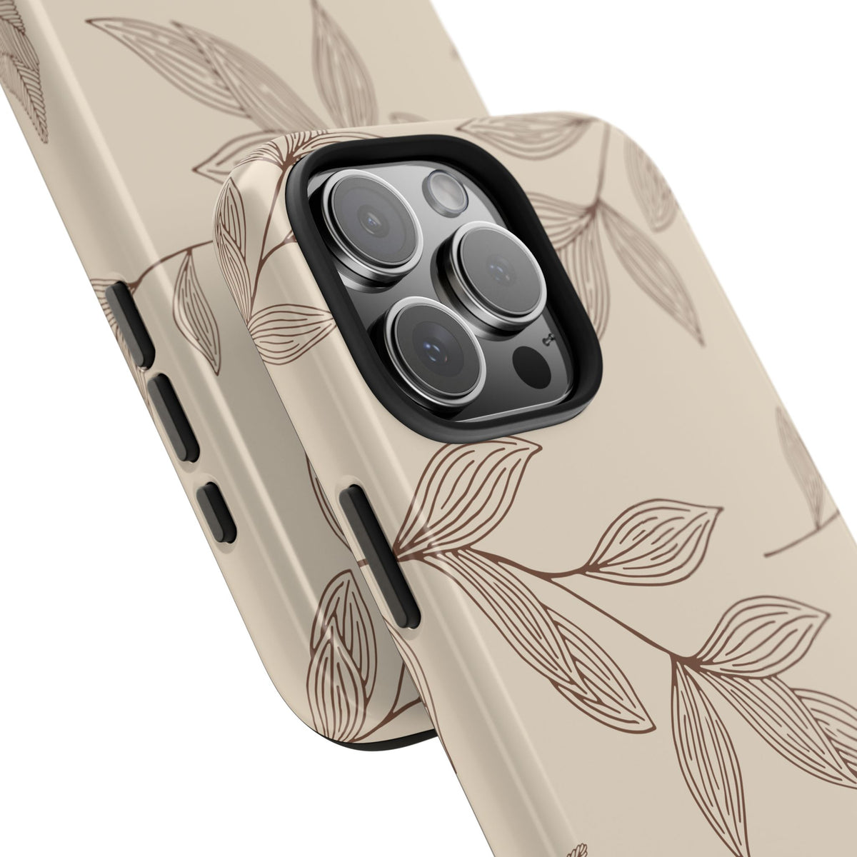 Tough Phone Case — Neutral Botanical Leaf Design (Protective Floral iPhone Case)