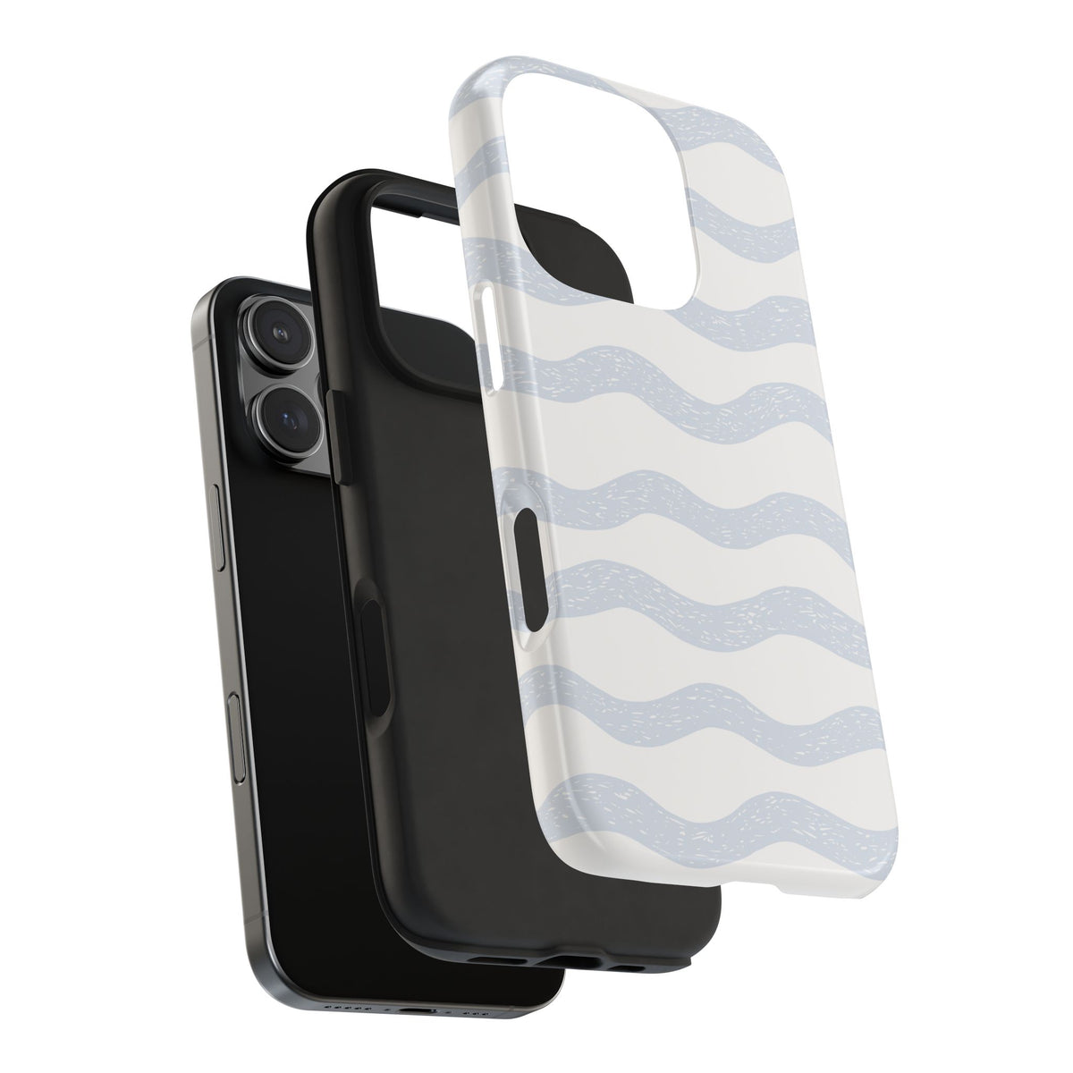 Tough Phone Case – Subtle Blue Wavy Stripes, Durable Protective Cover