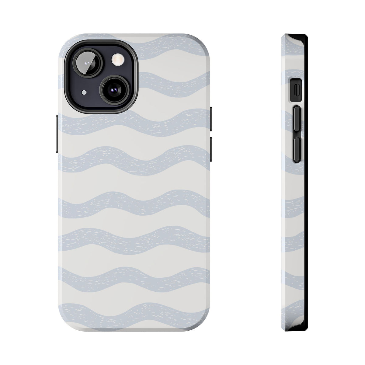 Tough Phone Case – Subtle Blue Wavy Stripes, Durable Protective Cover