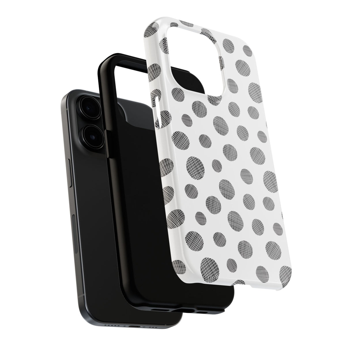 Polka Dot Texture Tough Phone Case — Black & White Spot Pattern, Protective Slim Phone Cover