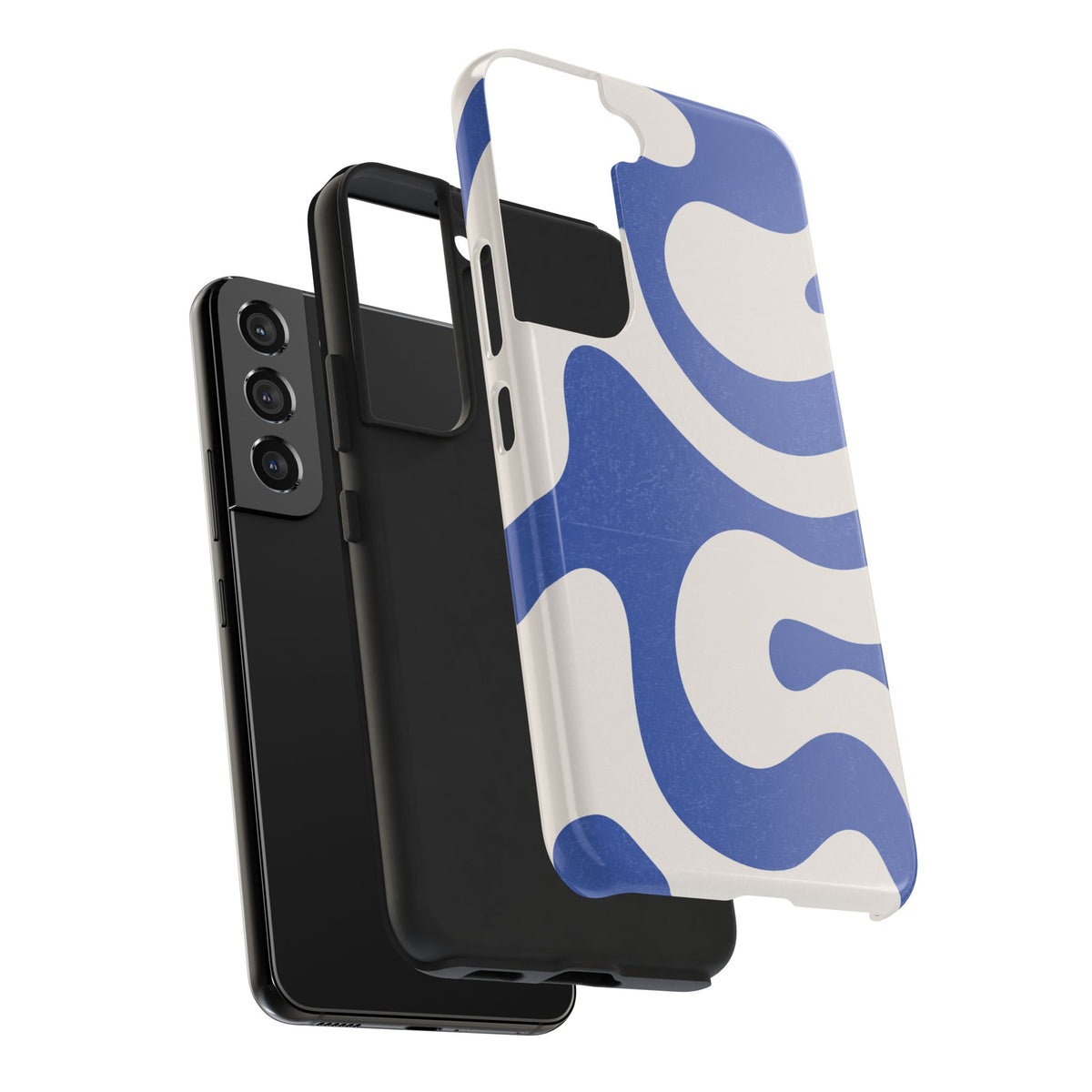 Blue Retro Swirl Tough Phone Case — Durable Abstract Pattern
