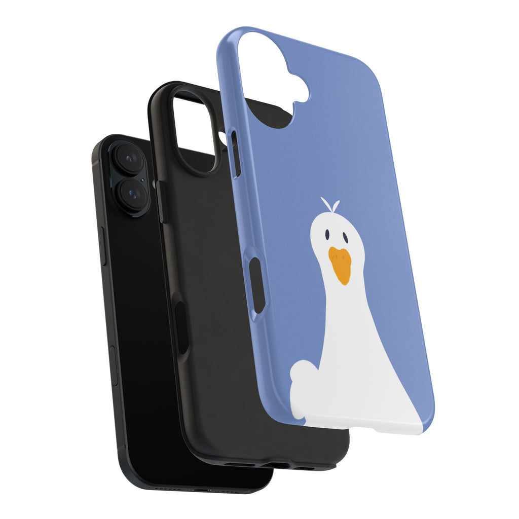 Goofy Goose Tough Phone Case — Cute Minimalist Duck Design on Blue