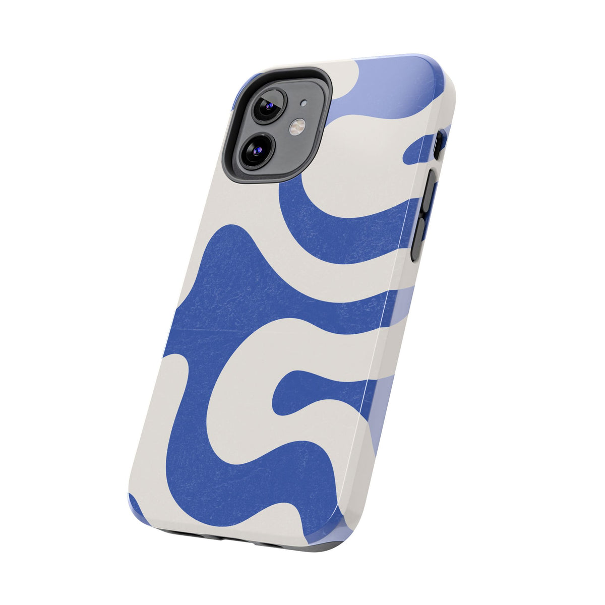 Blue Retro Swirl Tough Phone Case — Durable Abstract Pattern