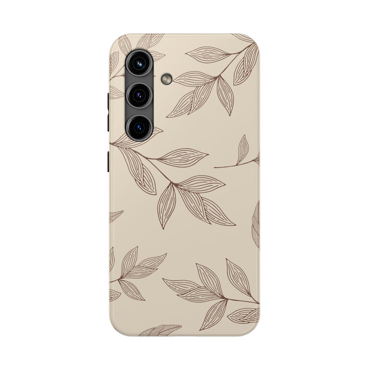 Tough Phone Case — Neutral Botanical Leaf Design (Protective Floral iPhone Case)