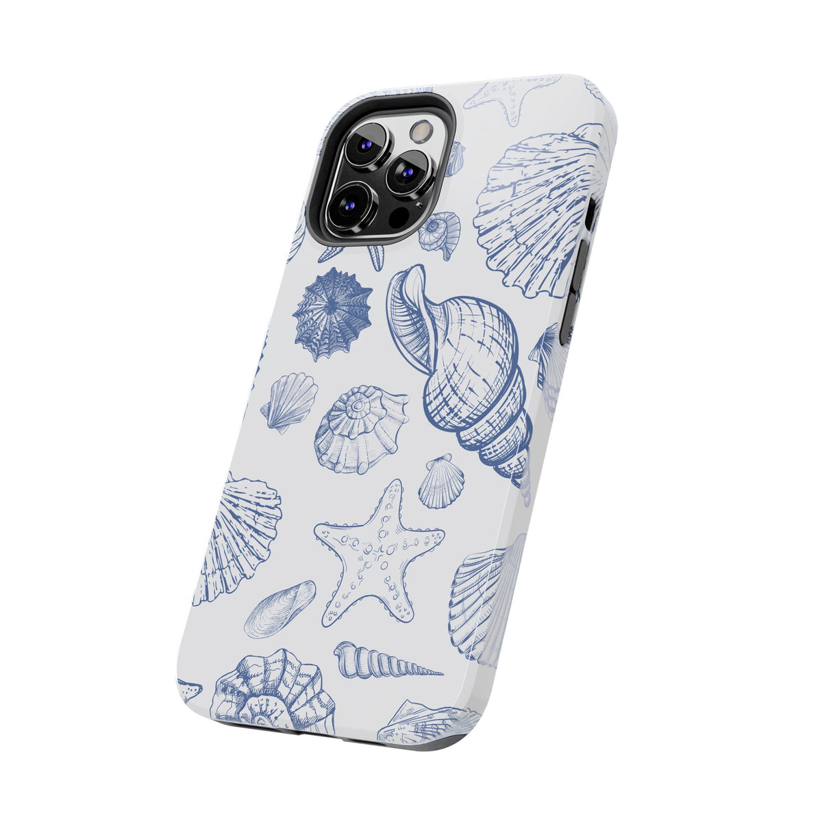 Seaside Sketch Tough Phone Case – Blue Shells & Starfish Protective Cover