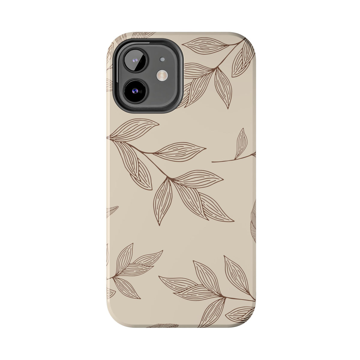 Tough Phone Case — Neutral Botanical Leaf Design (Protective Floral iPhone Case)