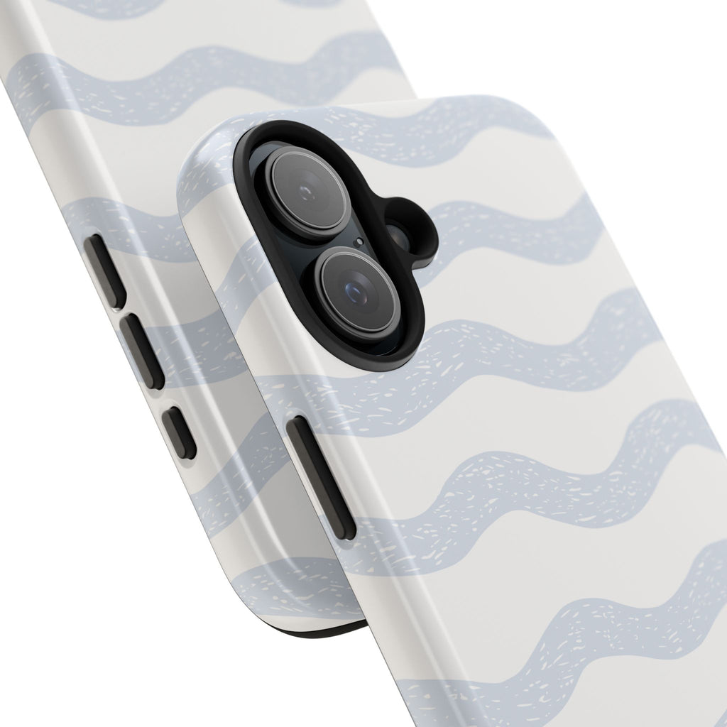 Tough Phone Case – Subtle Blue Wavy Stripes, Durable Protective Cover