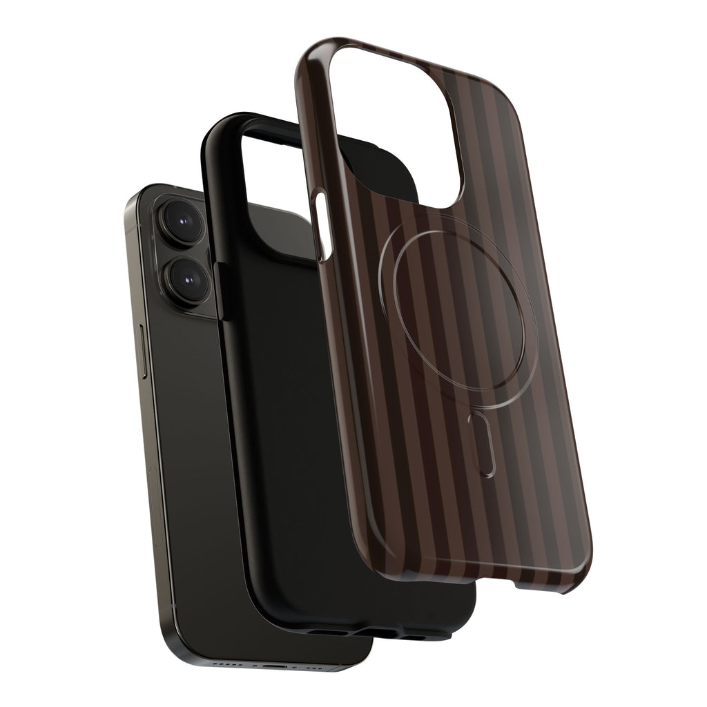 Dark Brown Striped Magnetic Phone Case
