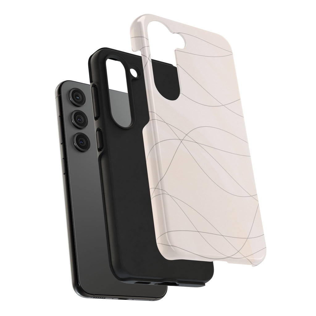 Minimal Beige Wave Tough Phone Case — Protective Slim Phone Case