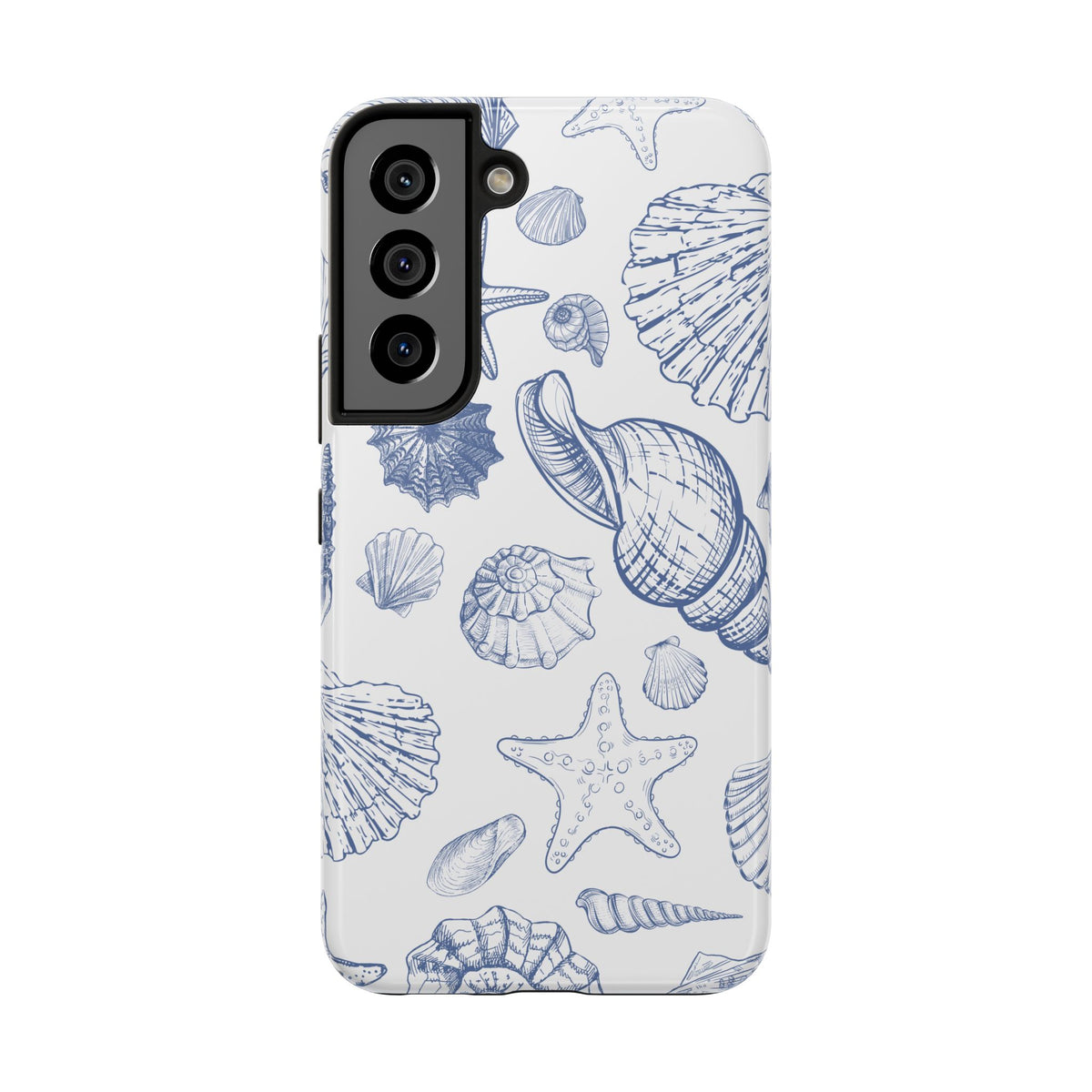 Seaside Sketch Tough Phone Case – Blue Shells & Starfish Protective Cover