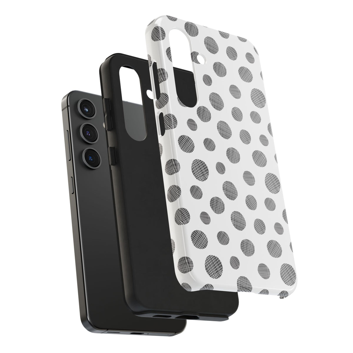 Polka Dot Texture Tough Phone Case — Black & White Spot Pattern, Protective Slim Phone Cover