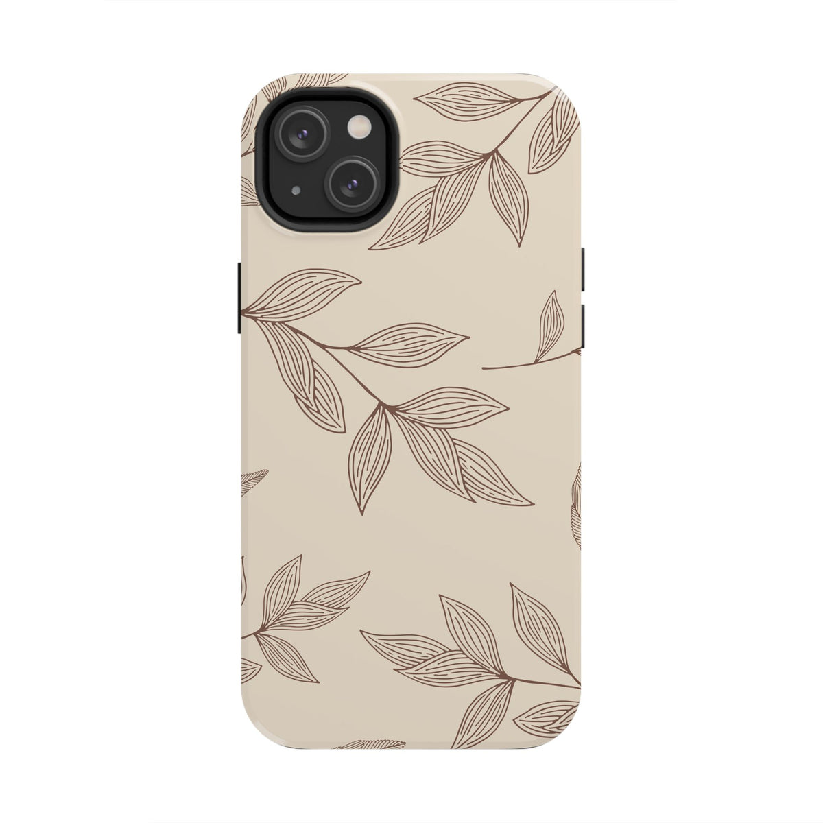 Tough Phone Case — Neutral Botanical Leaf Design (Protective Floral iPhone Case)