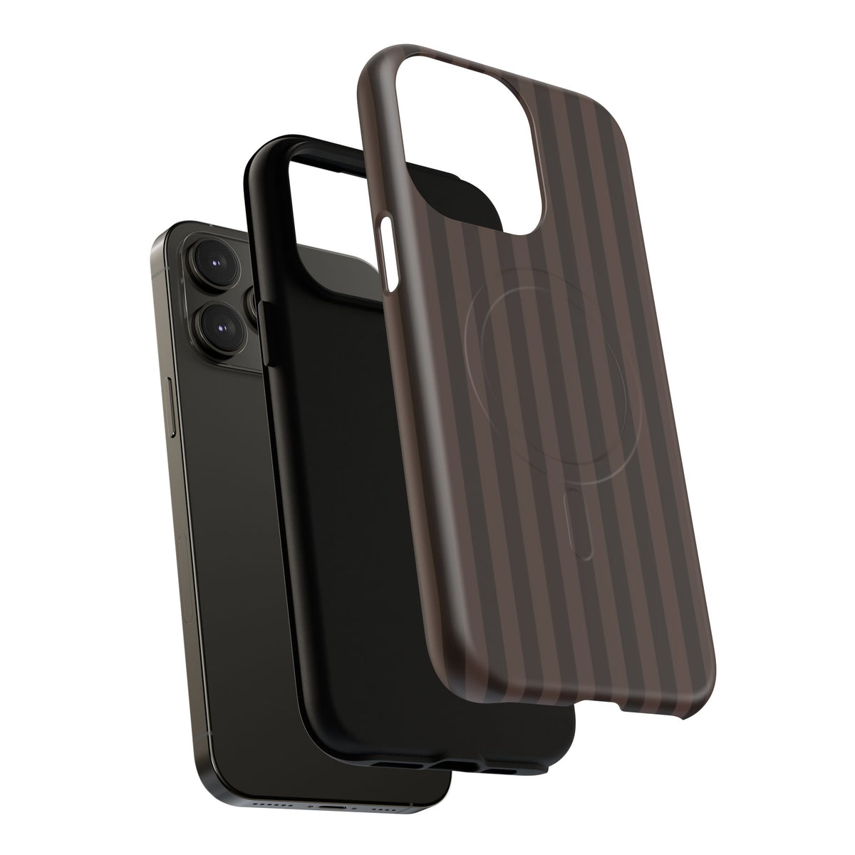 Dark Brown Striped Magnetic Phone Case