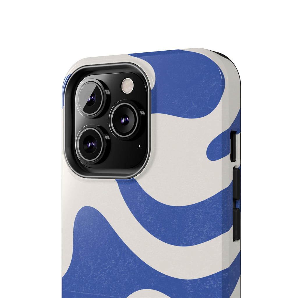 Blue Retro Swirl Tough Phone Case — Durable Abstract Pattern
