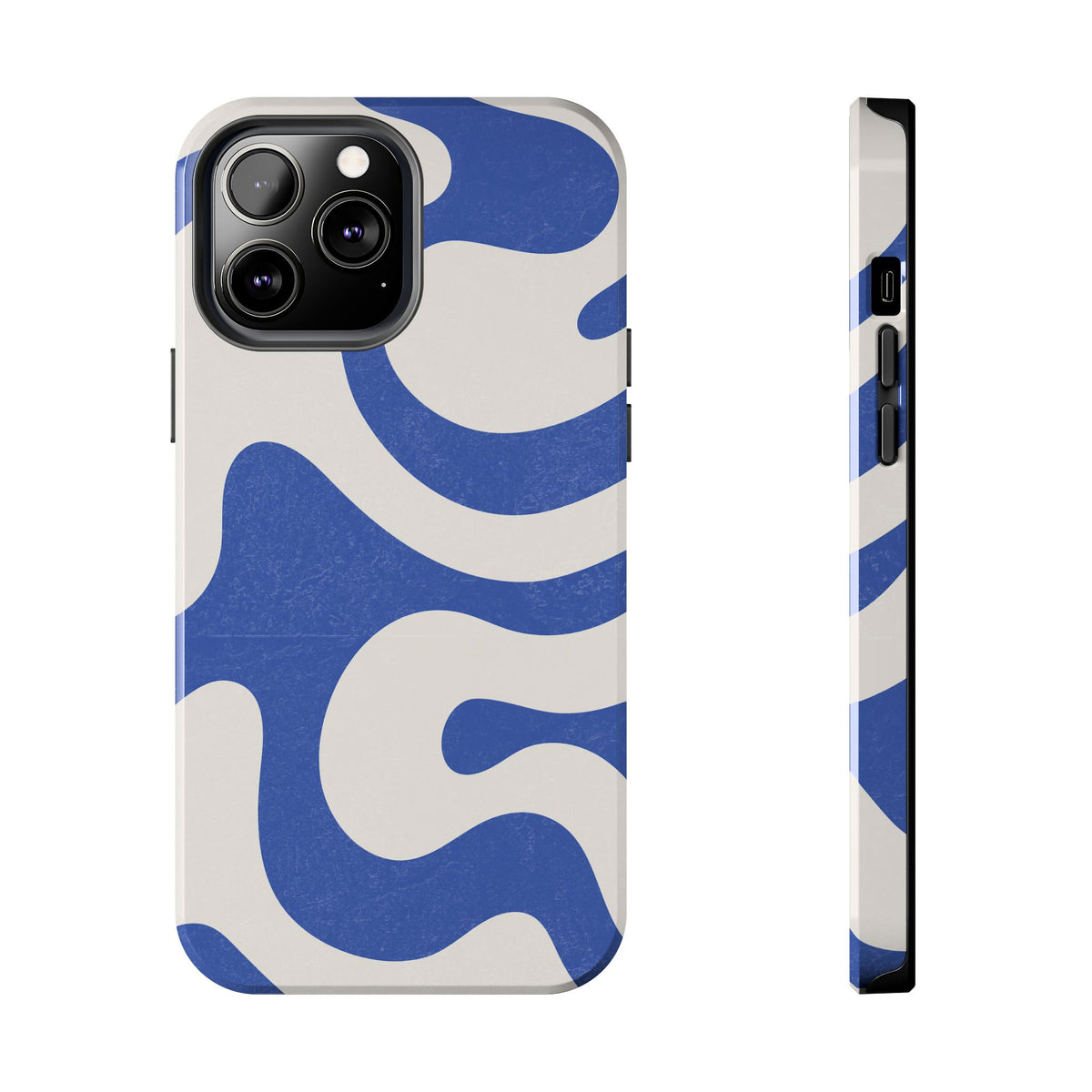 Blue Retro Swirl Tough Phone Case — Durable Abstract Pattern