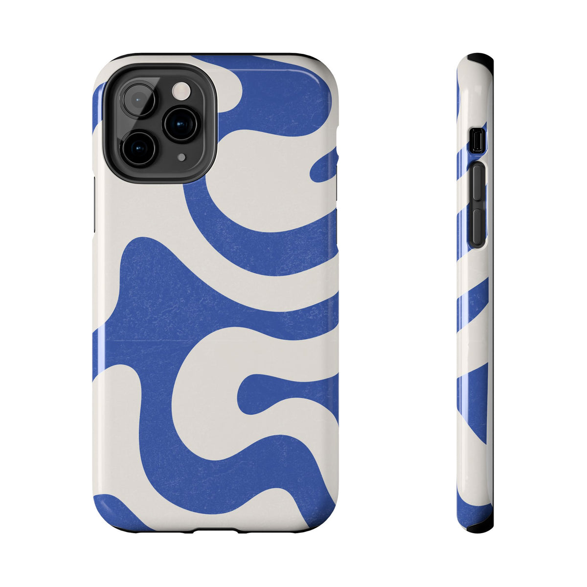 Blue Retro Swirl Tough Phone Case — Durable Abstract Pattern