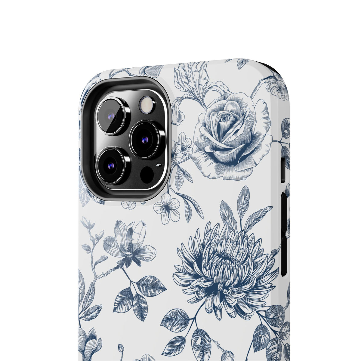 Tough Phone Case — Blue Vintage Floral Protective iPhone Cover