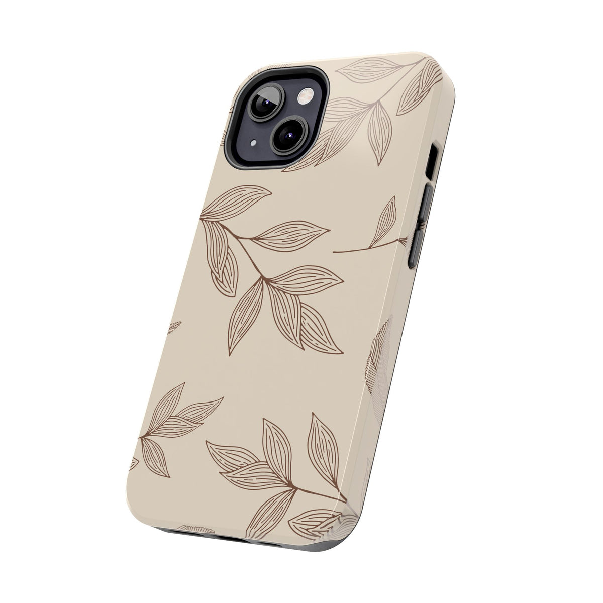 Tough Phone Case — Neutral Botanical Leaf Design (Protective Floral iPhone Case)