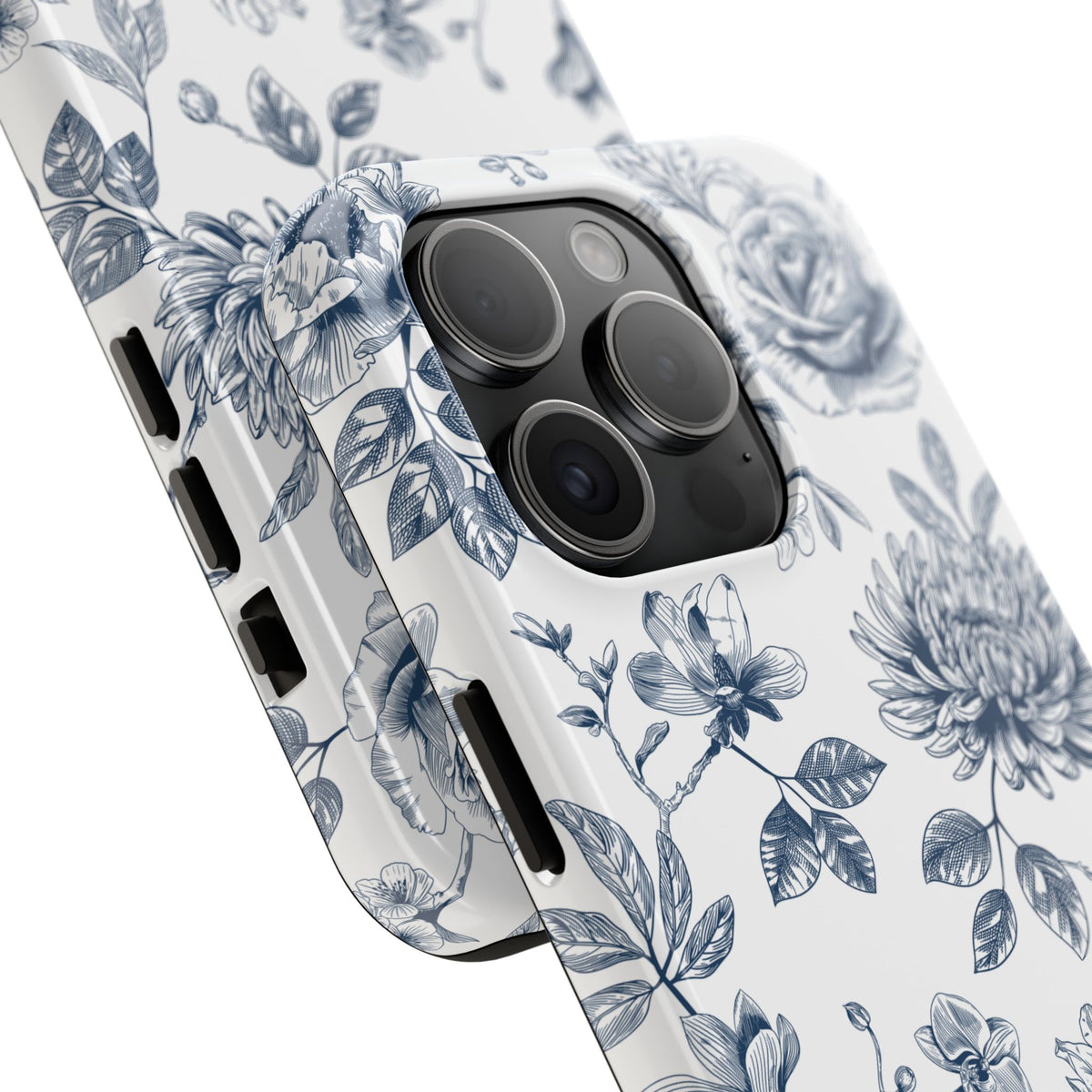 Tough Phone Case — Blue Vintage Floral Protective iPhone Cover