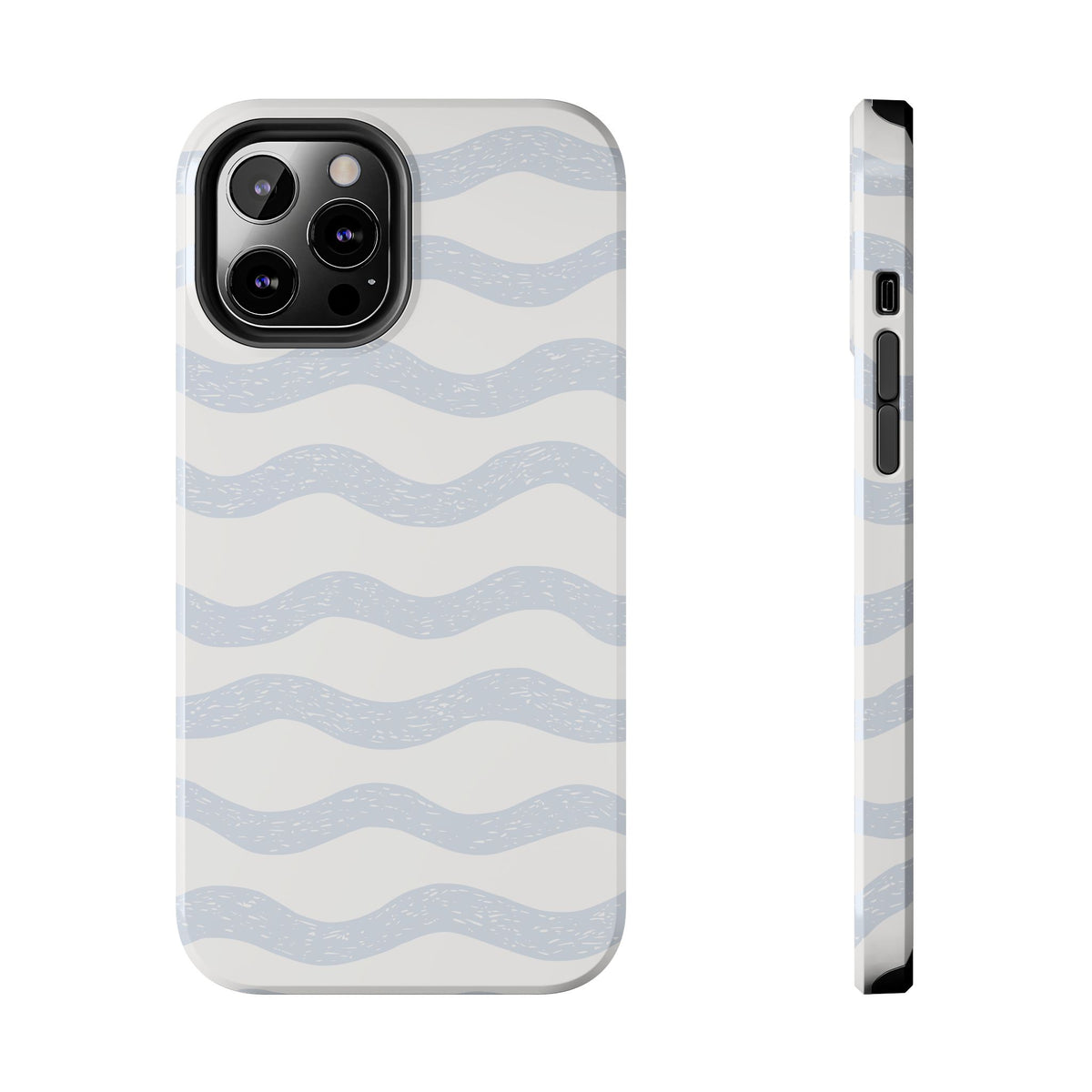 Tough Phone Case – Subtle Blue Wavy Stripes, Durable Protective Cover