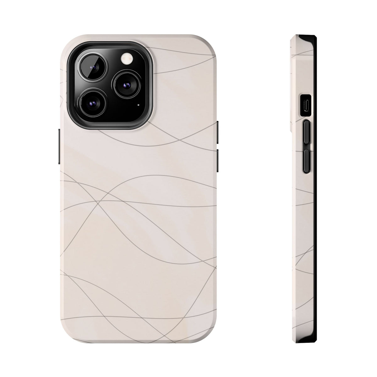 Minimal Beige Wave Tough Phone Case — Protective Slim Phone Case