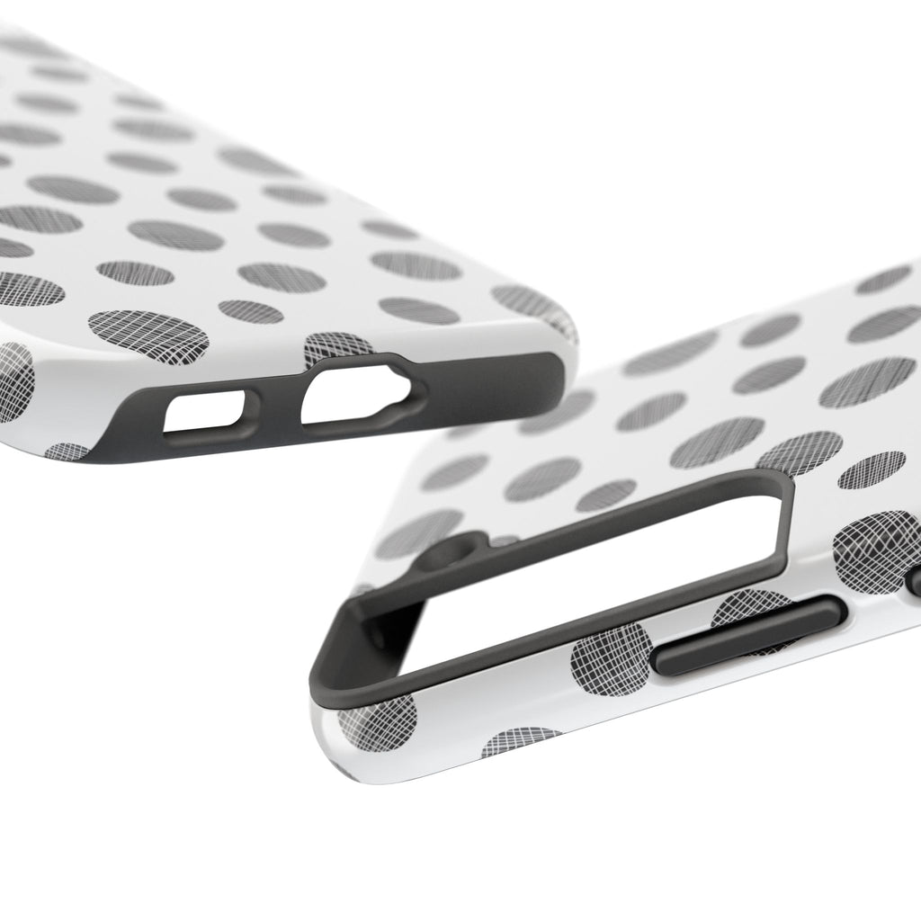 Polka Dot Texture Tough Phone Case — Black & White Spot Pattern, Protective Slim Phone Cover