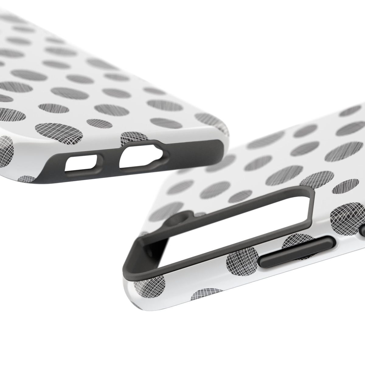 Polka Dot Texture Tough Phone Case — Black & White Spot Pattern, Protective Slim Phone Cover