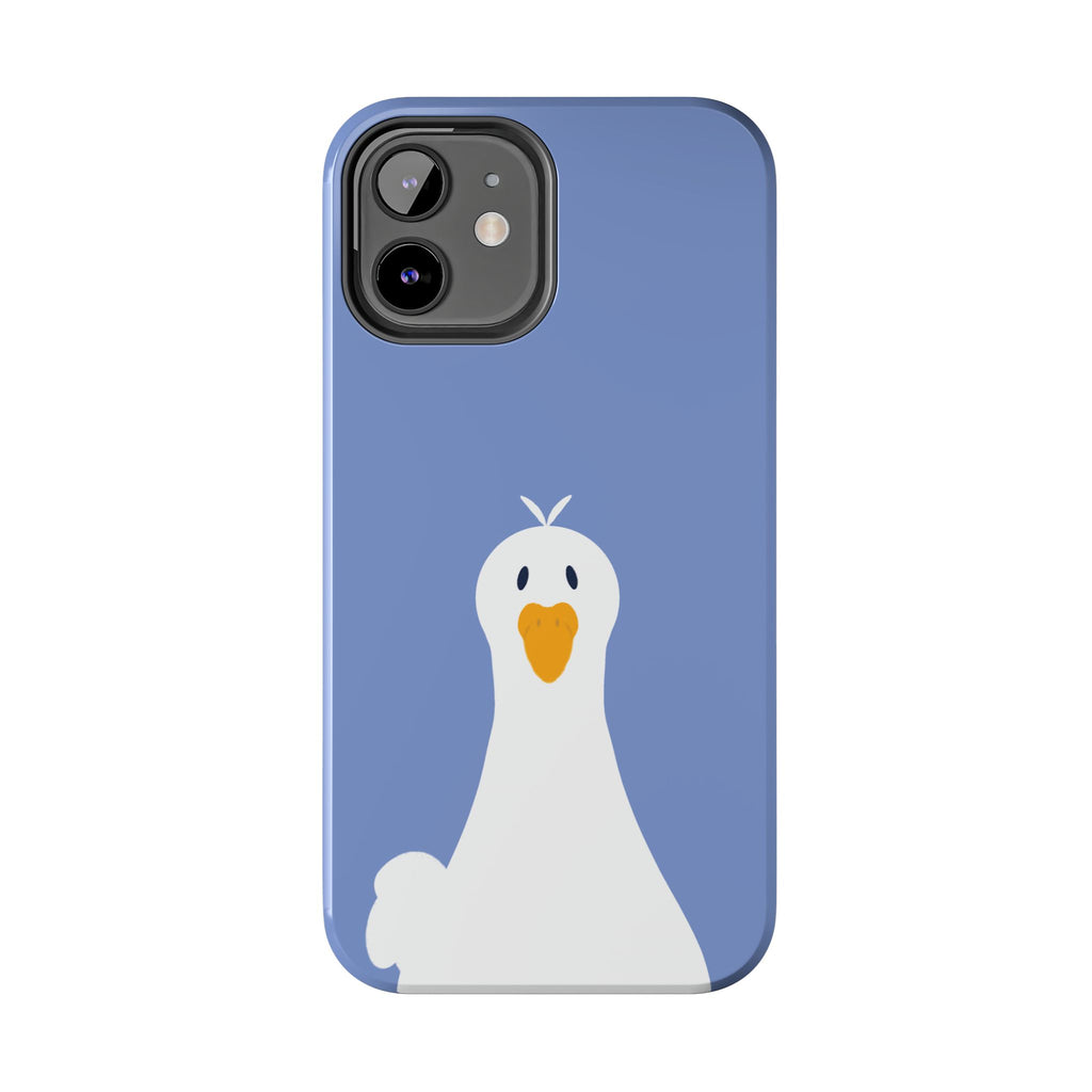 Goofy Goose Tough Phone Case — Cute Minimalist Duck Design on Blue