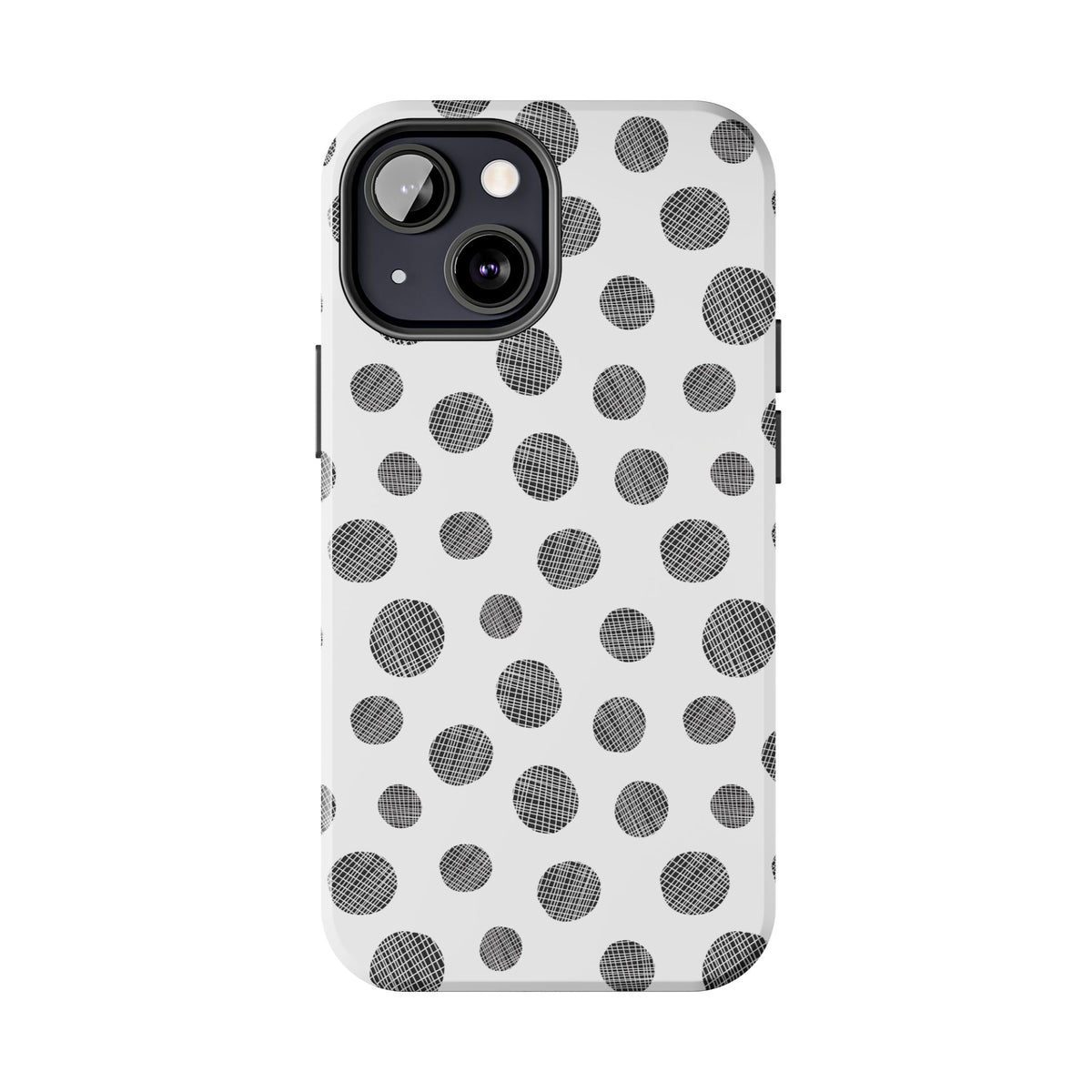 Polka Dot Texture Tough Phone Case — Black & White Spot Pattern, Protective Slim Phone Cover