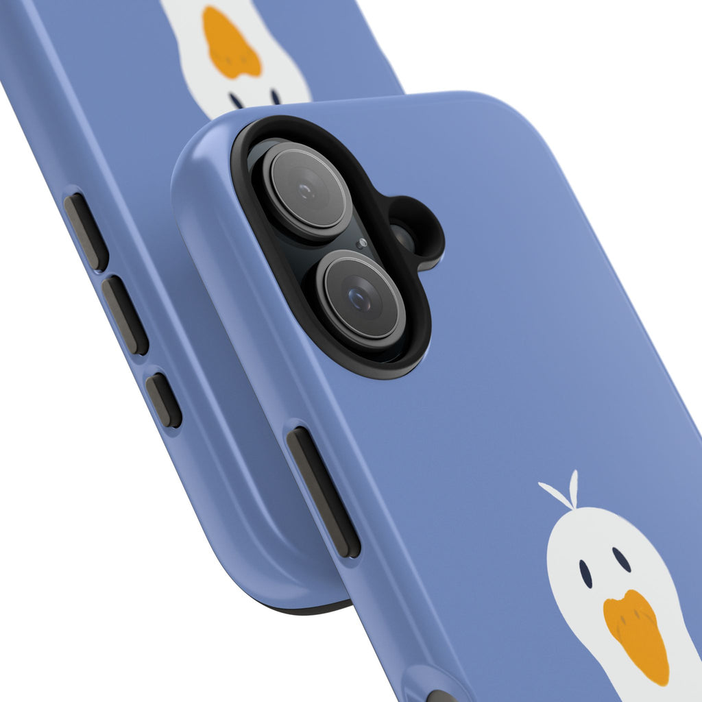 Goofy Goose Tough Phone Case — Cute Minimalist Duck Design on Blue